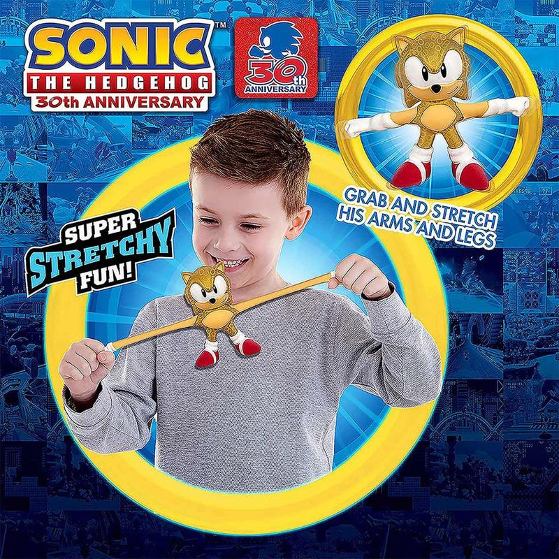 Boneco Elástico que Estica Sonic Dourado - Goo Jit Zu - Sunny - Ri Happy