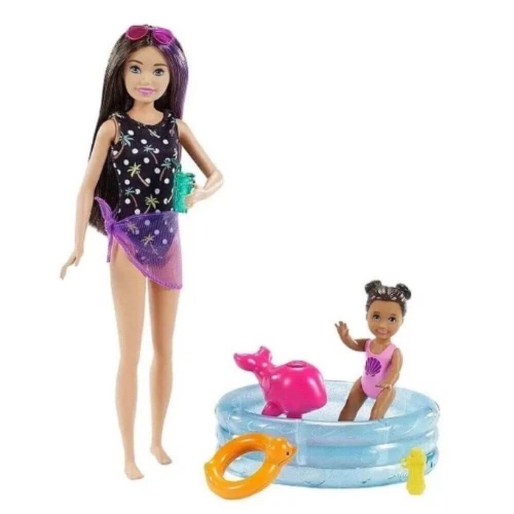 Boneca Barbie Skipper Baba na Piscina Com Pets - Mattel GRP39 - Ri