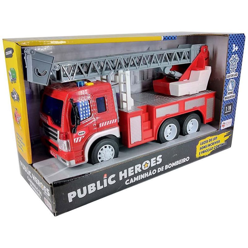 Caminhão de Brinquedo Dos Bombeiros de Fricção - DM Toys - Sama