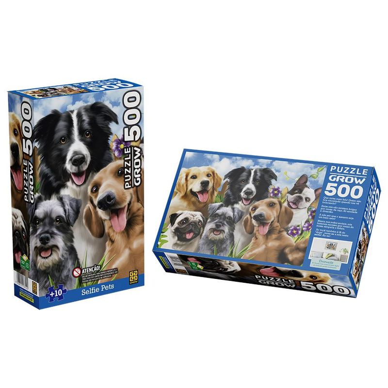 Quebra Cabeça - 500 Peças - Selfie Pets - Cachorros - Grow