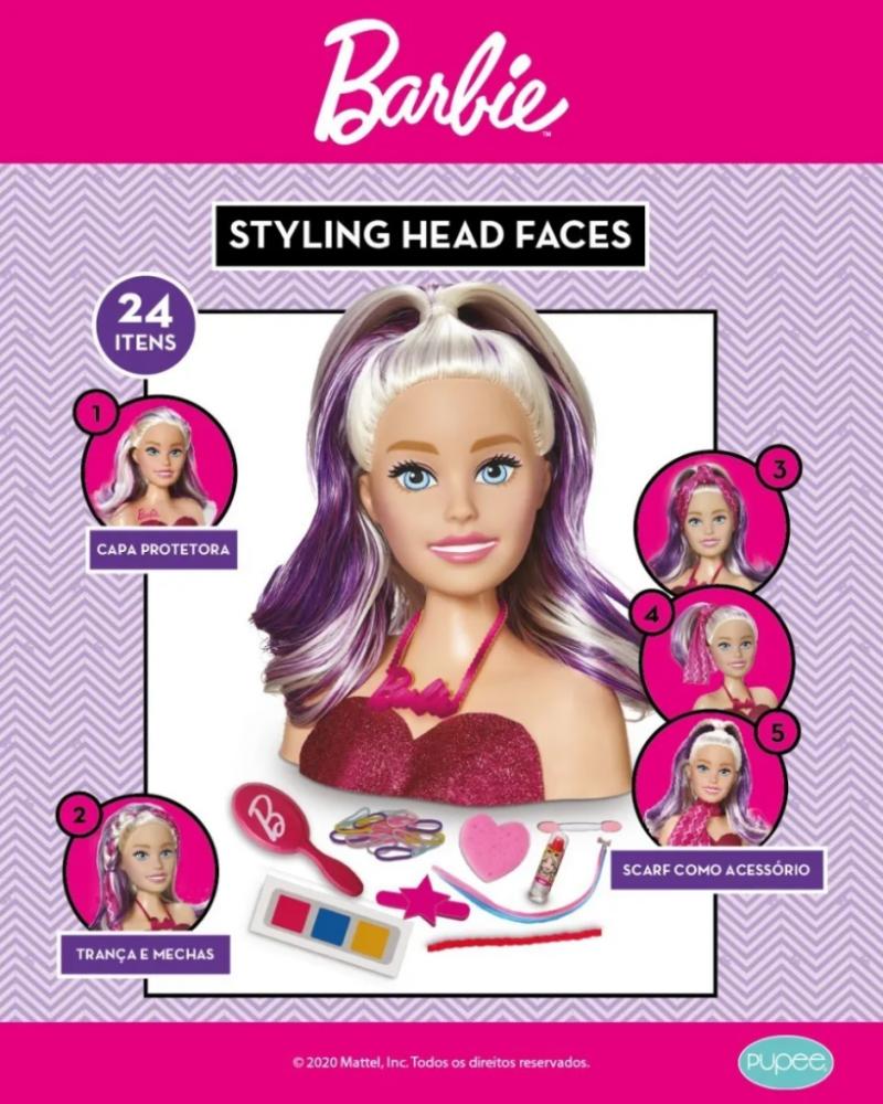 Boneca Busto da Barbie Maquiagem Styling Faces - Pupee 1265 - Ri Happy