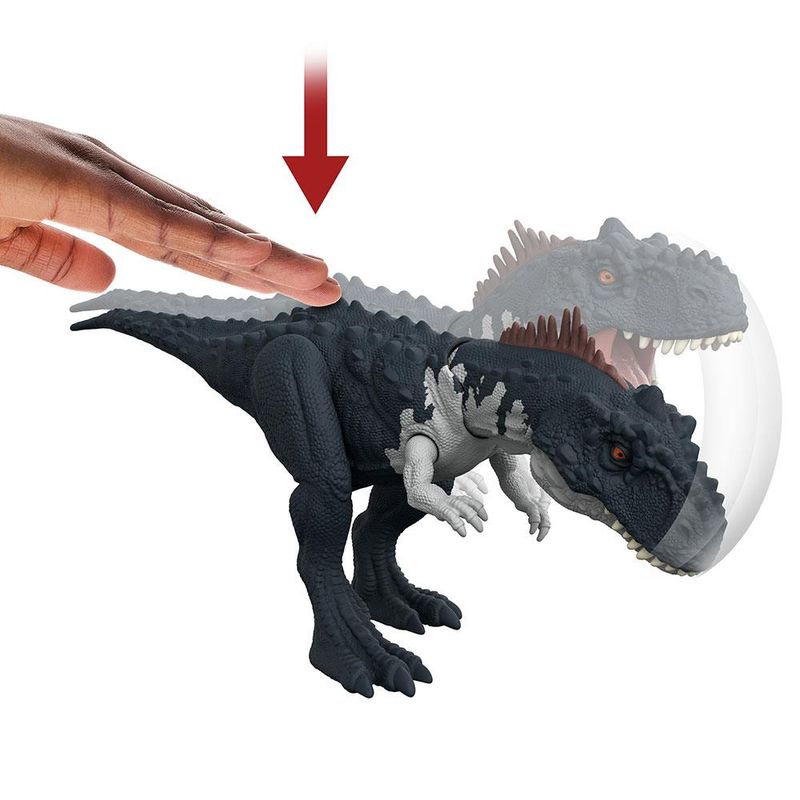 Jurassic World - Dinossauro Rajasaurus Preto Ruge e Ataca Hdx45 Jurassic World - Dinossauro Rajasaurus Preto Ruge e Ataca Hdx45