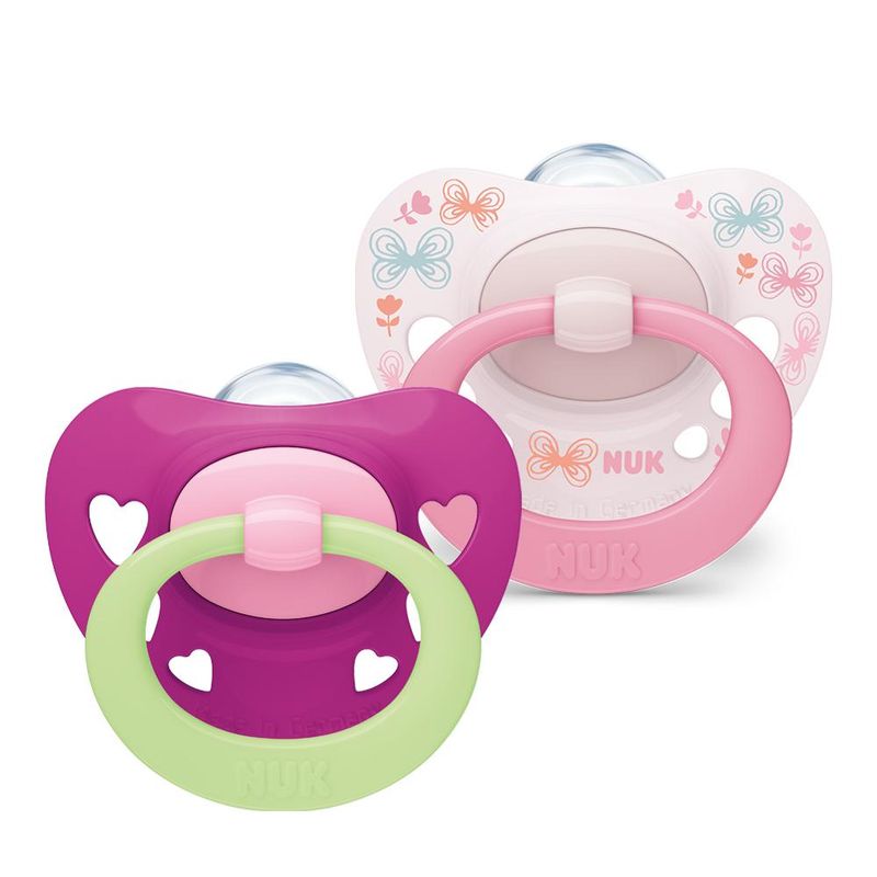 Conjunto-com-2-Chupetas---Silicone---Dia-e-Noite---Roxo-e-Rosa---Meninas---Tam-2---NUK-1