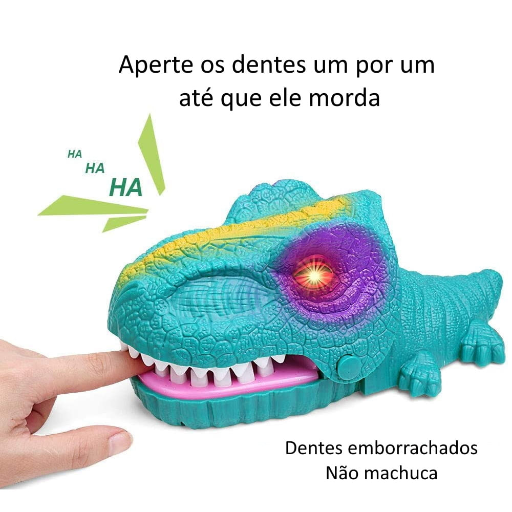 Dinossauro Rex Dentista Jogo Infantil de Apertar o dente com Luz e