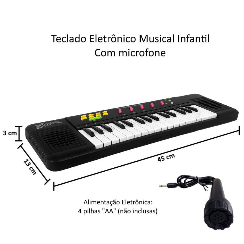 Teclado Musical Infantil Piano Musica Karaokê Com Microfone