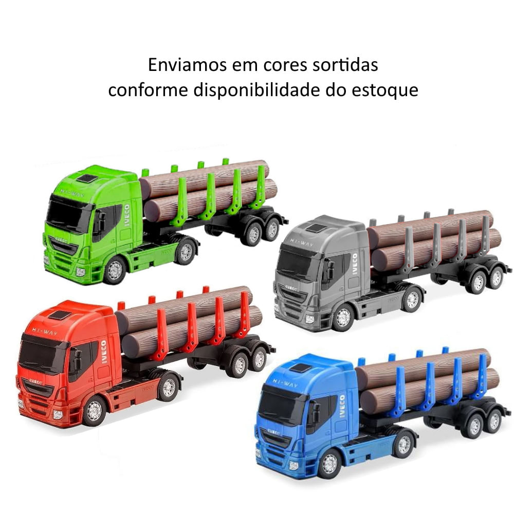 Caminhão de Brinquedo com Toras de Madeira Realista 40cm Usual Infantil  Carreta Grande Articulada