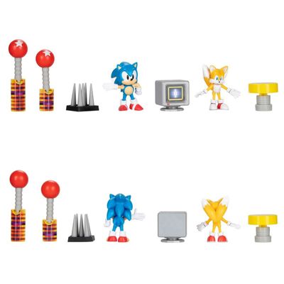 Bonecos Sonic e Tails e Cenário Conjunto Diorama Candide