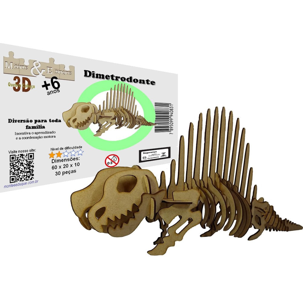 Brinquedo Quebra Cabeça 3d Dinossauro Tiranossauro Rex Mdf : :  Brinquedos e Jogos