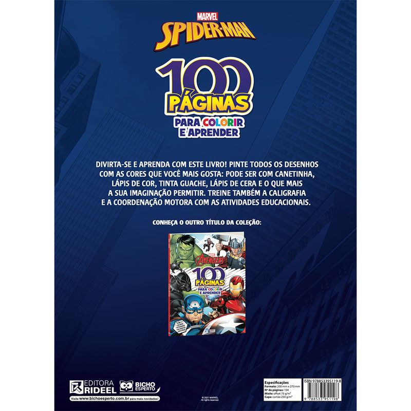 Livro-Infantil---Disney---Marvel-Homem-Aranha---Para-Colorir-e-Aprender---Catavento-1