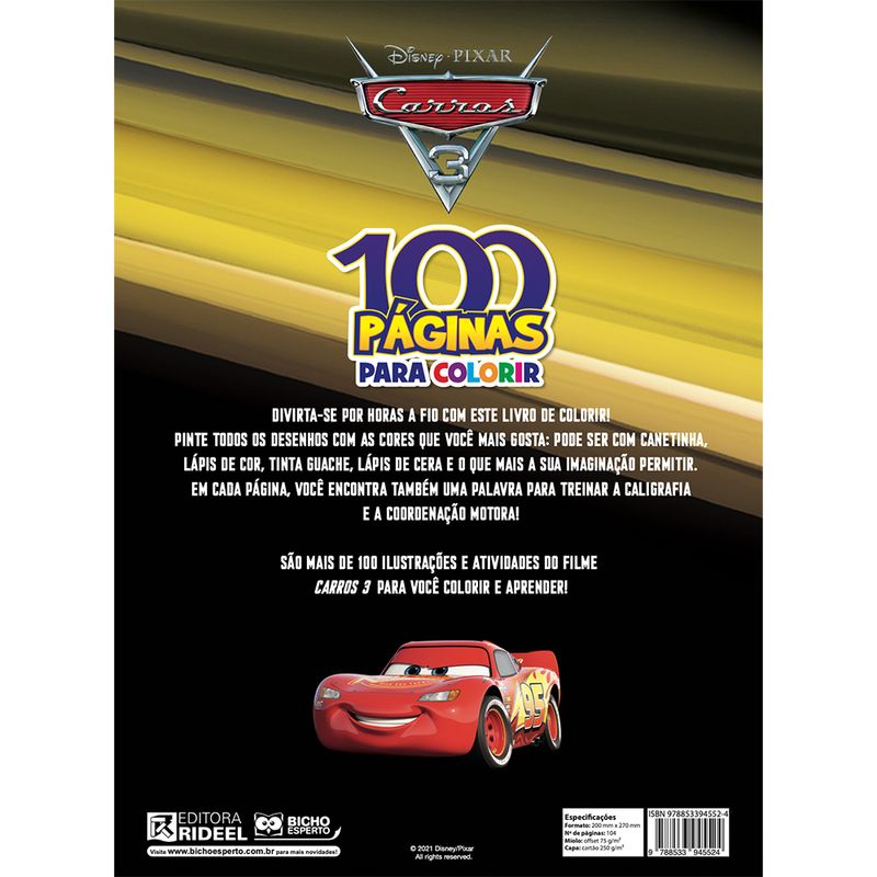 Disney Carros 3 - Pronto Para Corrida Livro De Colorir Com Cards no Shoptime