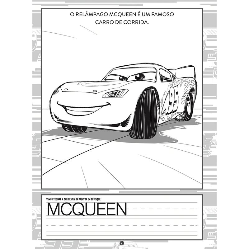 Desenhos para colorir de carros: a corrida entre o mc queen e o