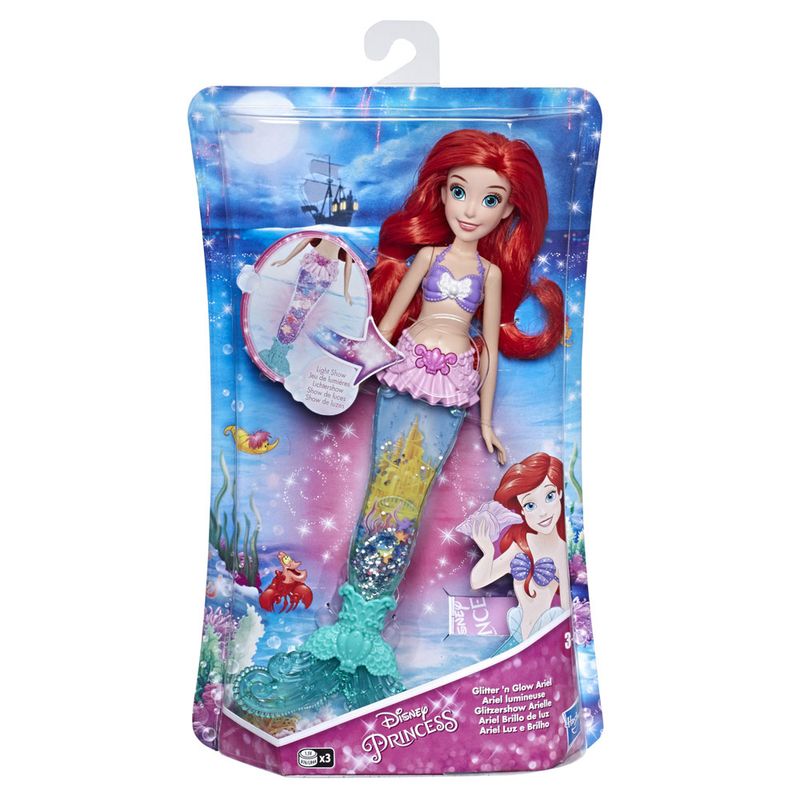Boneca-Articulada---Princesas-Disney---Ariel---Luz-e-Brilho---Hasbro