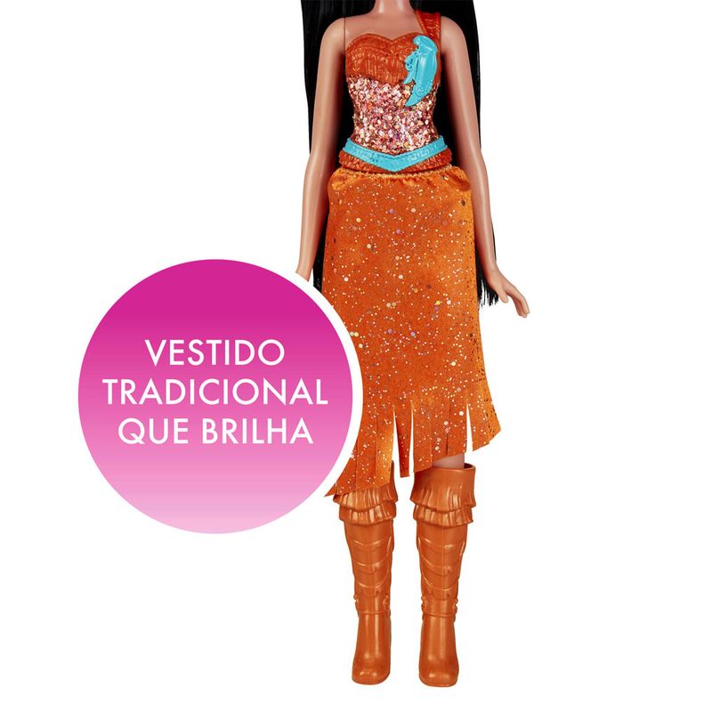 Boneca-Articulada---Princesas-Disney---Pocahontas---Brilho-Real---Figura-Classica---Hasbro