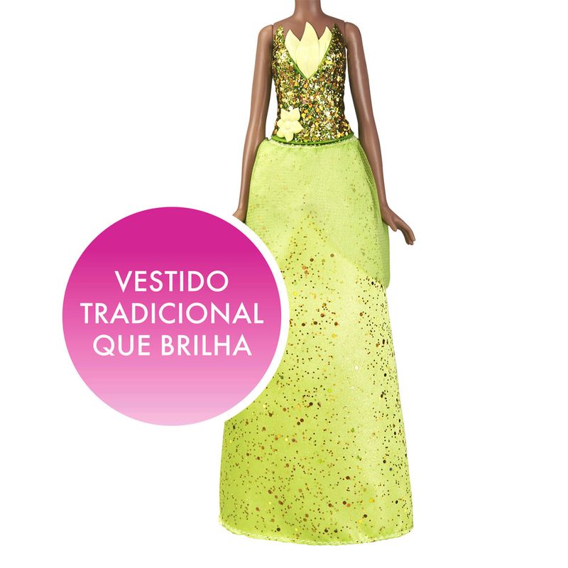 Boneca-Articulada---Princesas-Disney---Tiana---Brilho-Real---Figura-Classica---Hasbro