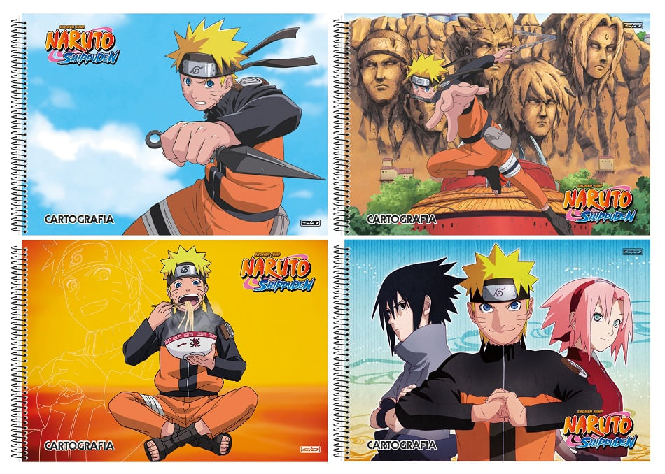 Caderno Naruto Shippuden Desenho e Cartografia Naruto Sasuke - Ri