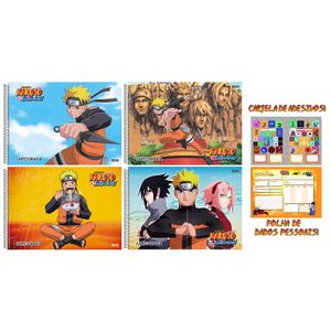 Kit 2 Cadernos Naruto Shippuden + Caderno Desenho Naruto - SD