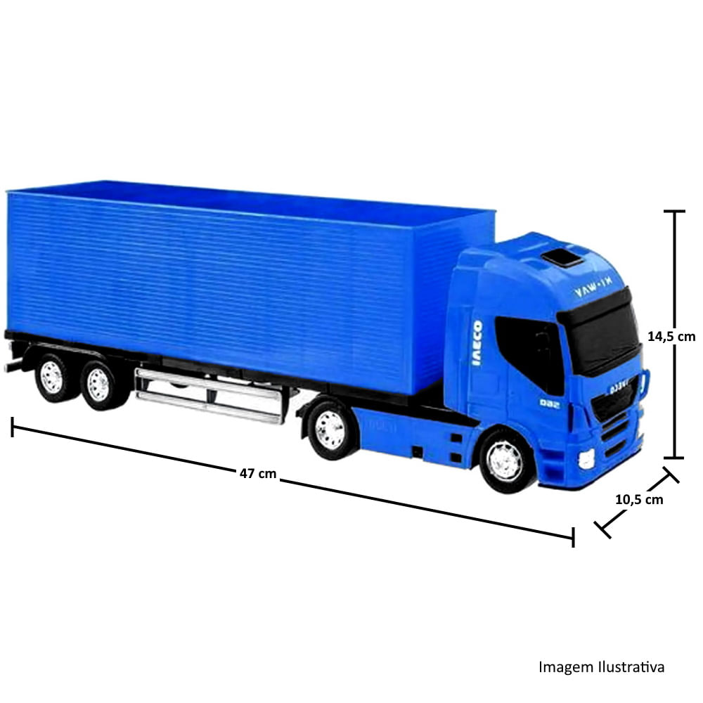 Caminhão de Brinquedo Iveco com Toras de Madeira 40cm Azul - Ri Happy