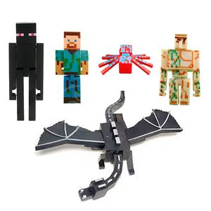 Kit Cartelado Conjunto Minecraft 3 Bonecos + 1 Dragão Ender + 1 Creeper + 1  Aranha Vermelha - Ri Happy