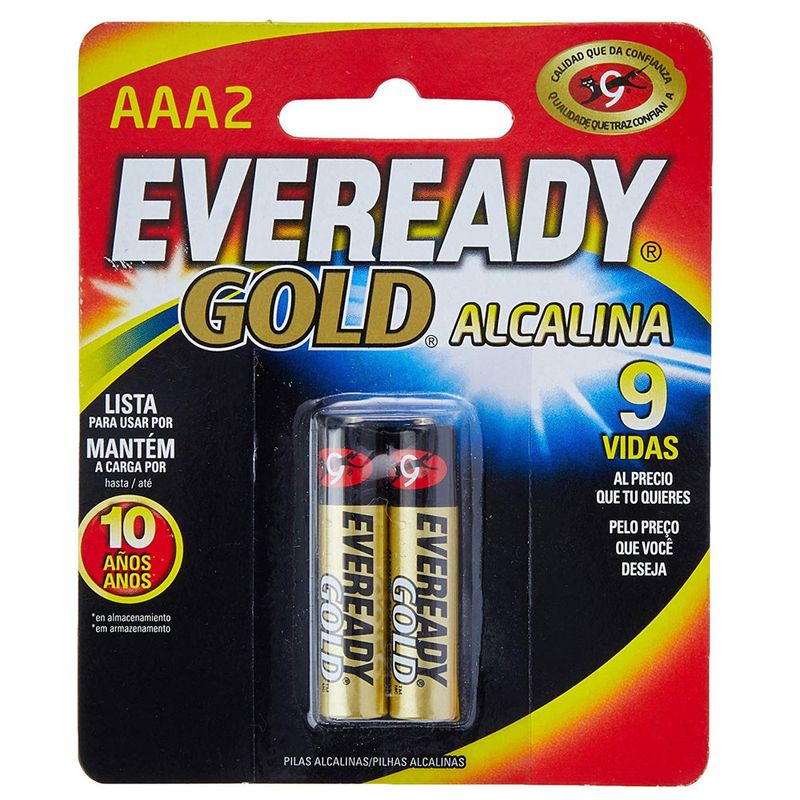 Pilhas-Alcalinas---LR03-Palito---AAA---Cartela-com-2-Unidades---Eveready-Gold