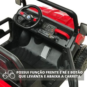 Jt2d Trator Elétrico Infantil Com Reboque 22 W 3km/h Amarelo