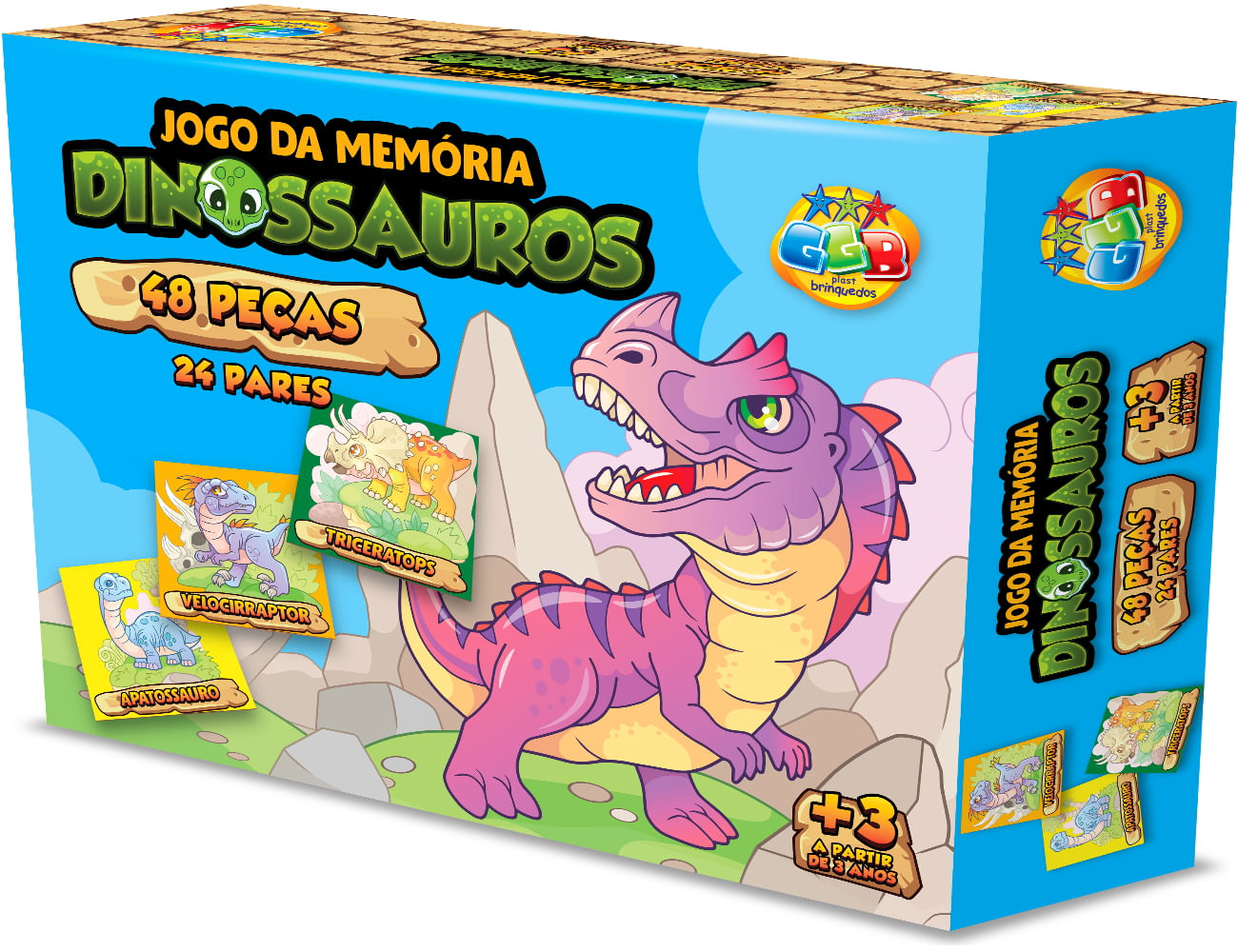 Jogo da Memória Dinossauros 40 peças - Pais&Filhos - Papelaria Mogipel