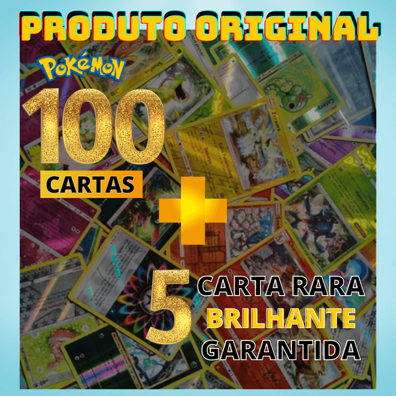 Kit Pelúcia Pikachu + Pack 100 Cartas Pokémon Aleatórias - Ri Happy