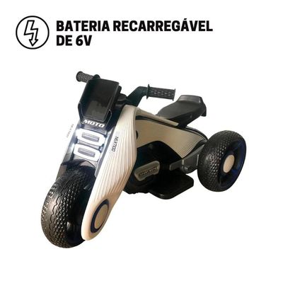 MINI MOTO ELETRICA INFANTIL 6V BRANCO - IMPORTWAY - Ri Happy