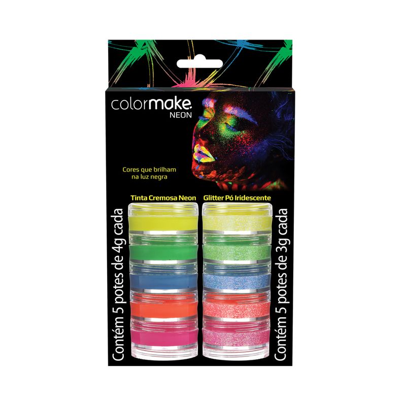 Conjunto-De-Pintura---Color-Make---Tinta-Cremosa-Neon-E-Glitter-Po-Iridescente---Evora-0