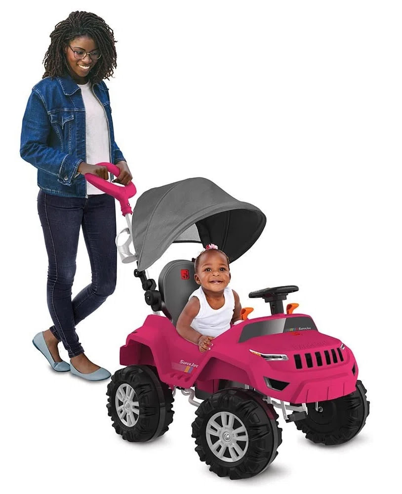 Super Banjipe Pink Reclinável com Capota e Pedal - Bandeirante 586