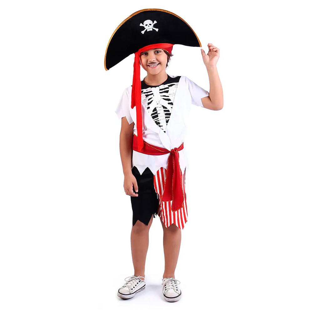 Fantasia de Pirata Menino Infantil Rei dos Mares Saqueadores Marujo  Halloween Carnaval Festa Fantasia Dia das Bruxas Criança