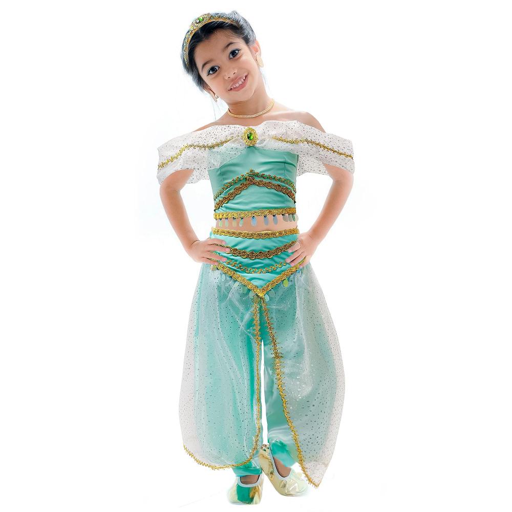 Fantasia Princesa Jasmine Aladdin Infantil de Luxo Com Tiara - M 7