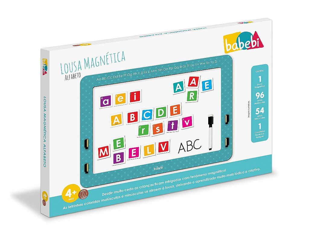 Lousa Magnética Alfabeto - Brinquedo Educativo de Madeira Babebi
