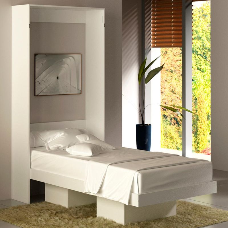 Cama Retratil De Parede Solteiro CM8015 Branco Tecno Mobili