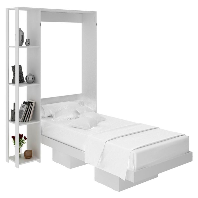 Cama De Casal Articulável Multifuncional Vertical com Nichos Tecno