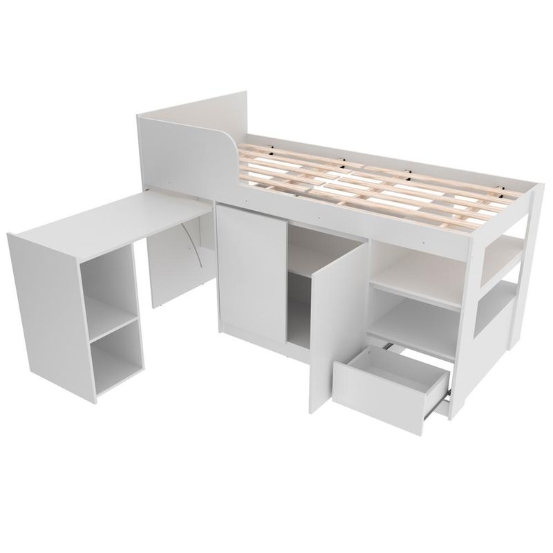 Cama Multifuncional Solteiro com Mesa Escrivaninha 01 Porta e 02