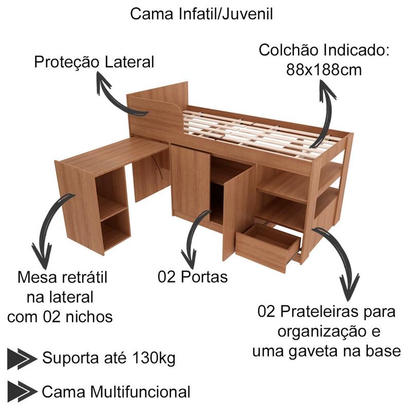 CAMA SOLTEIRO MULTIFUNCIONAL TECNOMOBILI CM8021 - Loja Zeus, Venda