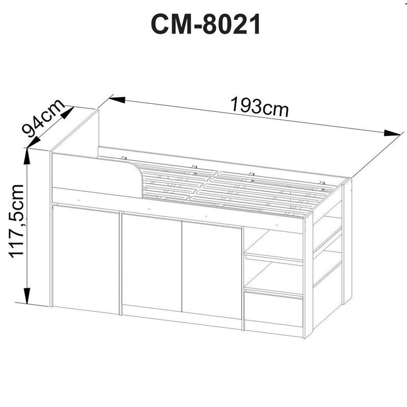 Cama Infantil Multifuncional Com Escrivaninha CM8021 Amendoa Tecno Mobili