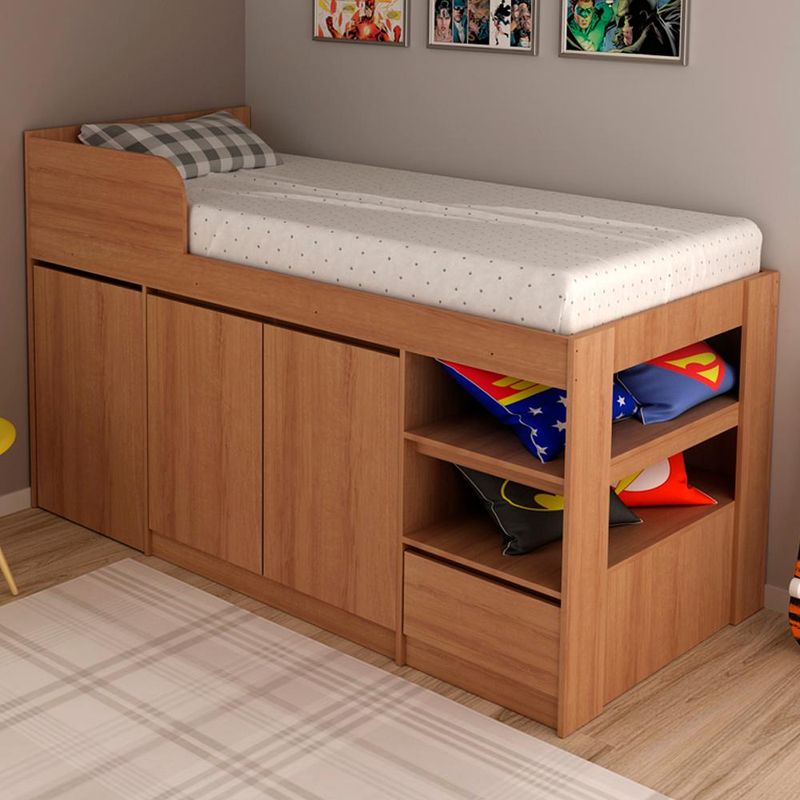 Cama Infantil Multifuncional Com Escrivaninha CM8021 Amendoa Tecno Mobili