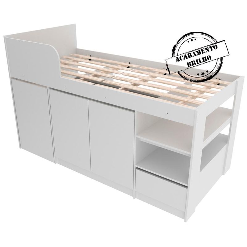 Cama Infantil Juvenil Multifuncional CM8021 MDP Branco G69 - Gran