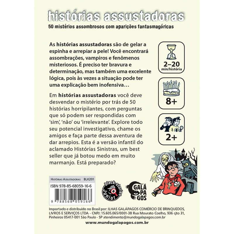 Jogo de Cartas - Histórias Assustadoras - White Stories - Galápagos