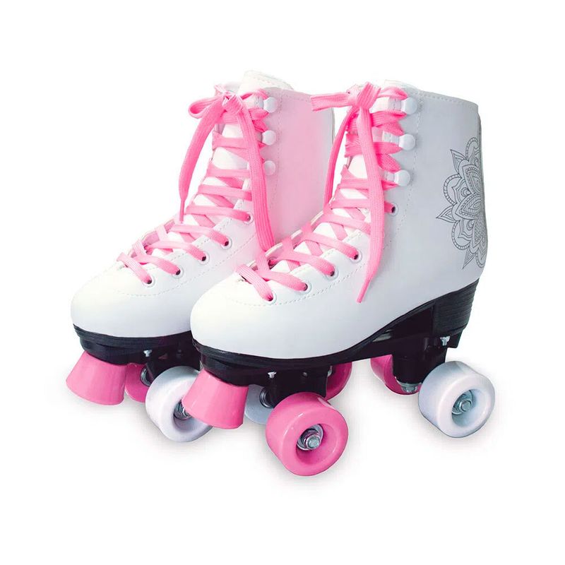 Patins-4-Rodas---33-34---Branco-e-Rosa---Fun-Brinquedos-0