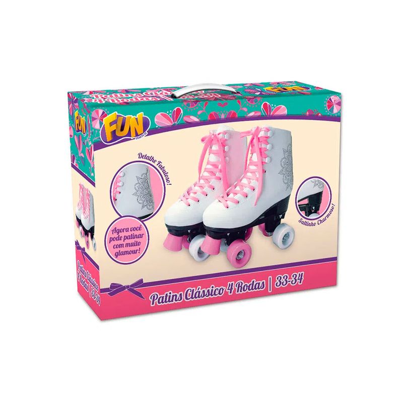 Patins-4-Rodas---33-34---Branco-e-Rosa---Fun-Brinquedos-2
