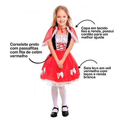 Vestido Chapeuzinho Vermelho com Capa