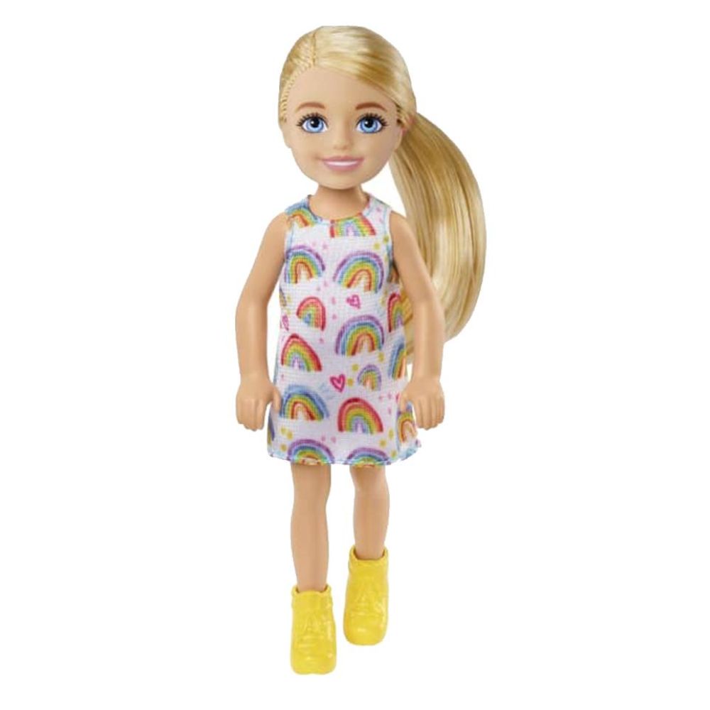 Mini Boneca Barbie Chelsea - Loira Vestido Arco-íris