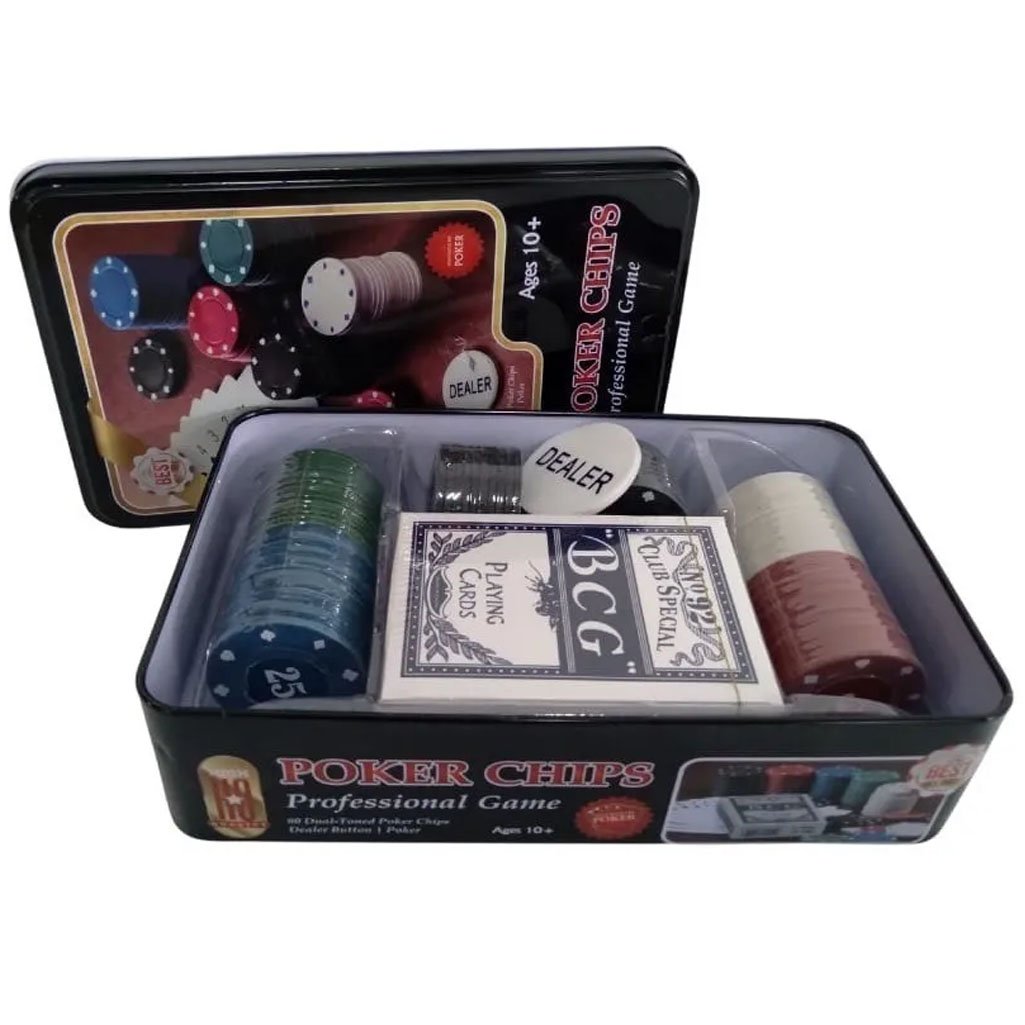 Jogo de Poker Profissional Estojo de Metal com 100 Fichas + 2 Baralhos  Unidade - Rocie/ WX Gift - WX Gift Beleza