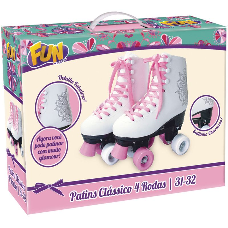 Patins-Classico-4-Rodas---Tamanho-31-a-32---Fun---Branco-1