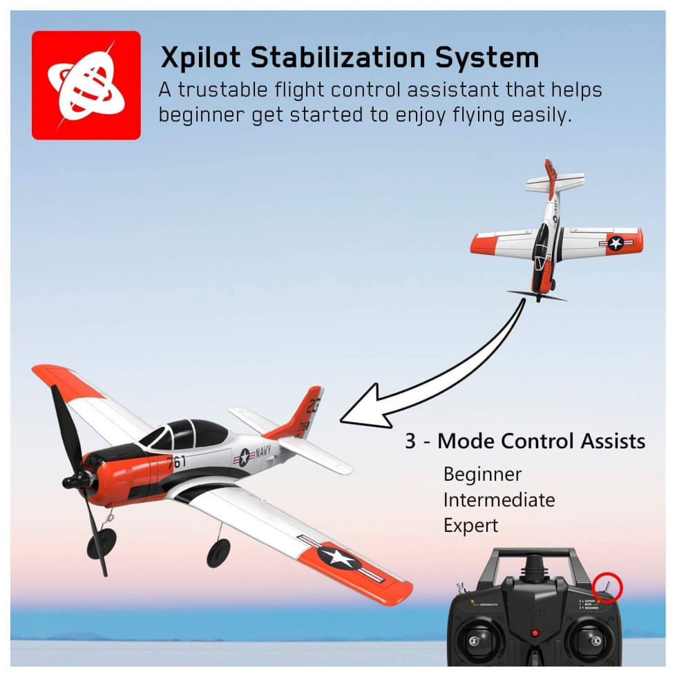 Avião de Controle Remoto com Sistema de Estabilização Xpilot para Crianças  e Adultos, VOLANTEXRC 76114 RTF, Amarelo - Dular