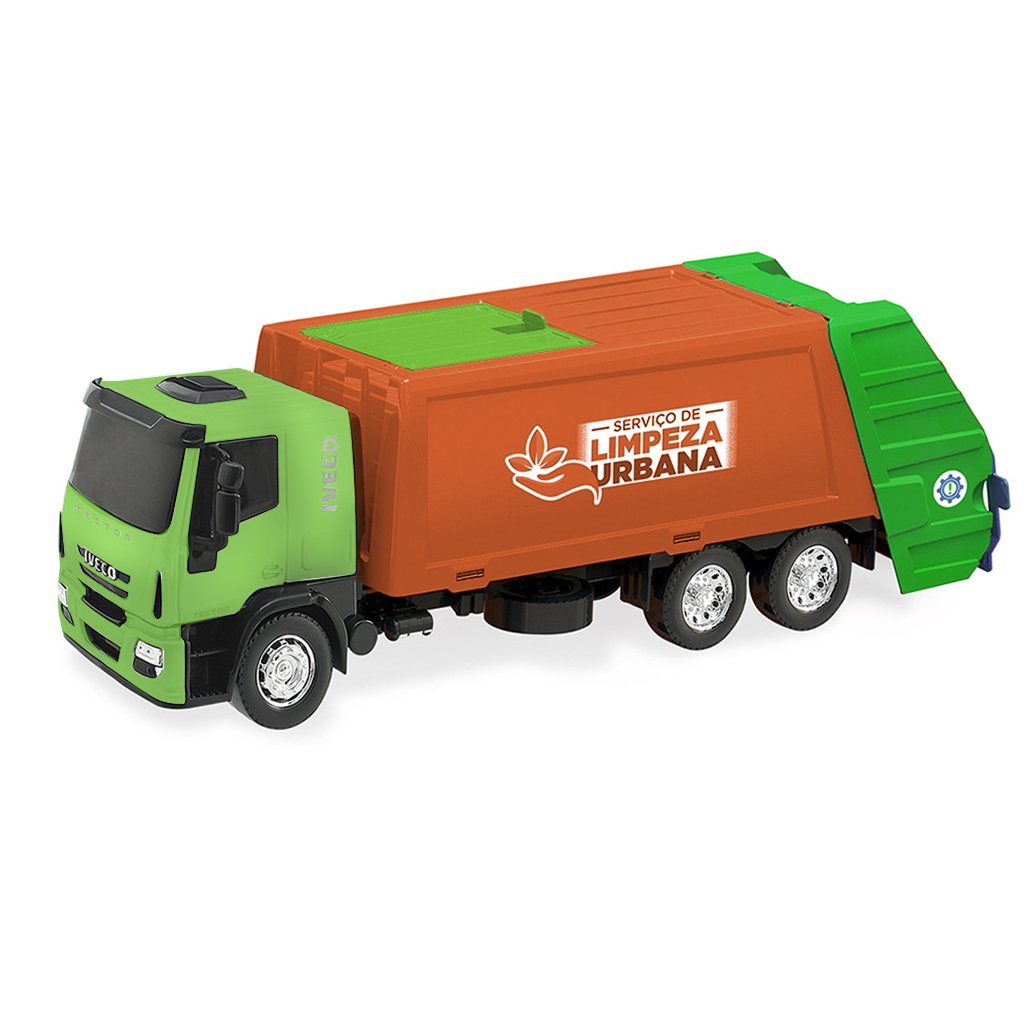 Brinquedo Caminhão Iveco Tector Coletor Laranja