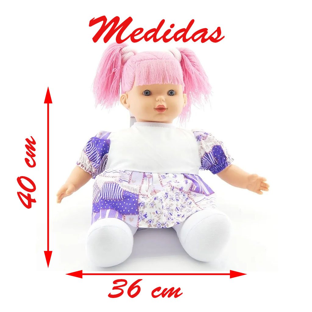 Boneca Bebezão Sapekinha Cabelo Rosa 40cm Ri Happy