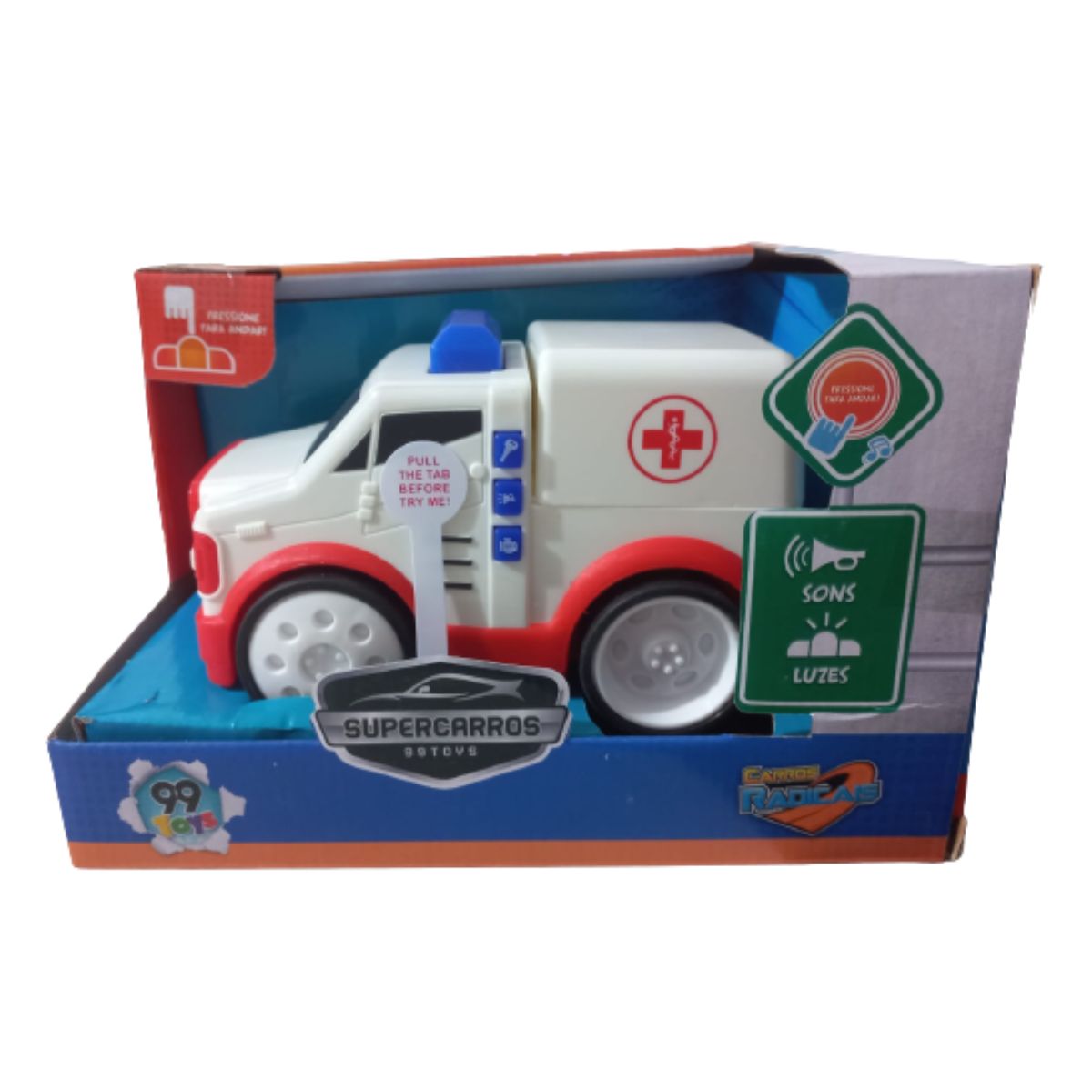 KIt Caminhão bombeiro e ambulância de brinquedo infantil carrinho à fricção  som e luzes Branco DM - Ri Happy